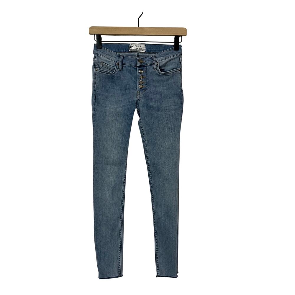 Free People Reagan Raw Hem Skinny Jeans - Blue - 26